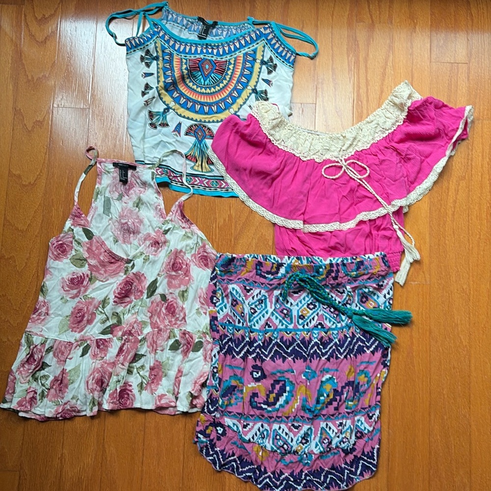 Colorful cache of tops